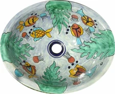 21" x 17" Mexican Ceramic Bathroom Sink Drop in Talavera Handmade # 42