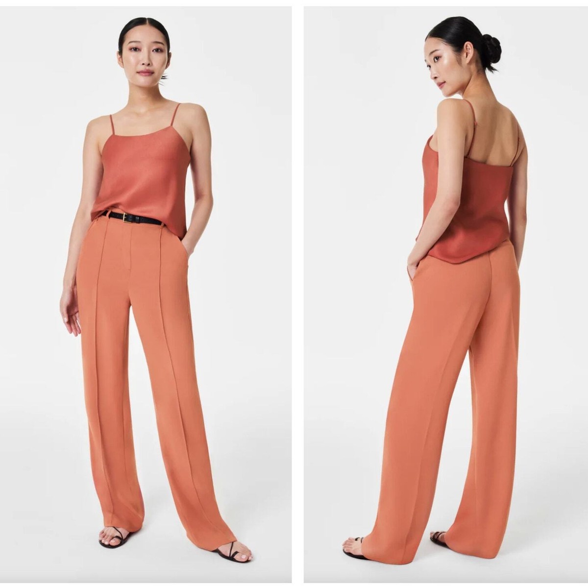 SPANX Carefree Crepe Wide Leg Trouser Pants Sedona Orange Sz SPANX Carefree Crepe Wide Leg Trouser Pants Sedona Orange Sz