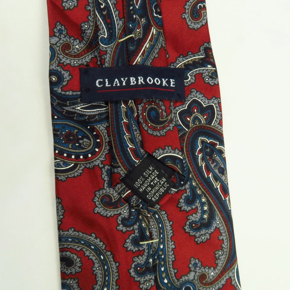Claybrooke Para Hombres Rojo Azul Verde Grande Diseño Paisley 58"x4" Power Classic Foto 3 de 4