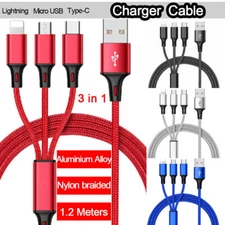 Mobile Phone Charging Cable 3in1 Type-C Micro USB iOS for iPhone Samsung Huawei
