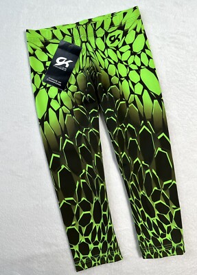New GK Elite CAPRI LEGGINGS Gymnastics NEON GREEN Leotard PANTS Tights Girls  CM