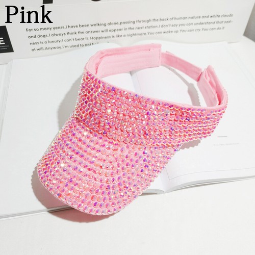 Glitter Rhinestone Sun Visor Cap Sequin Sparkly Women Lady Summer Beach Sun Hat - Picture 10 of 16