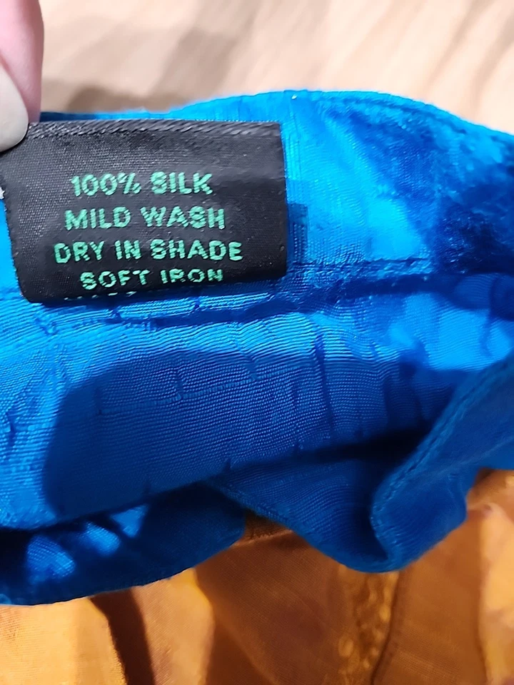 Sundari Silks Kids Shirts, Gold And Blue, 100% Silk,  Pit To Pit 13 - Image 4 of 4