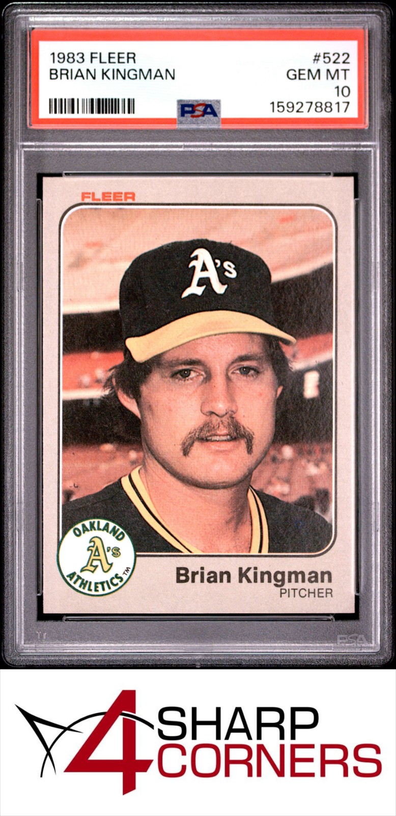 1983 FLEER #522 BRIAN KINGMAN ATHLETICS PSA 10