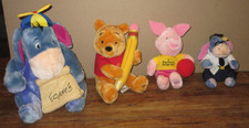 4 Vintage Disney Store Back To School Winnie the Pooh Eeyore Piglet Plush