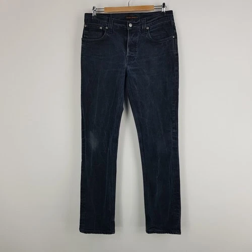 Nudie Jeans Co Grim Tim Black Ring 34x34 Men’s Dark Blue Organic Cotton Jeans