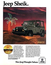 1987 Jeep Wrangler Sahara Original Vintage Print Ad 10 X 12