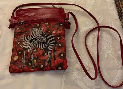 Designer Red Leather Zebra Handbag | eBay