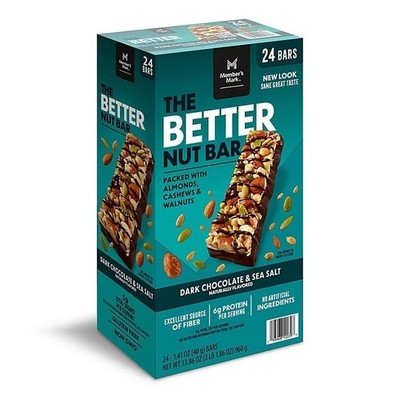Member's Mark The Better Nut Bar, Dark Chocolate and Sea Salt (24 Count)