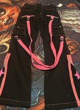 Hot Topic Pink Stars Suspender Girls Cargo Pants ghotic