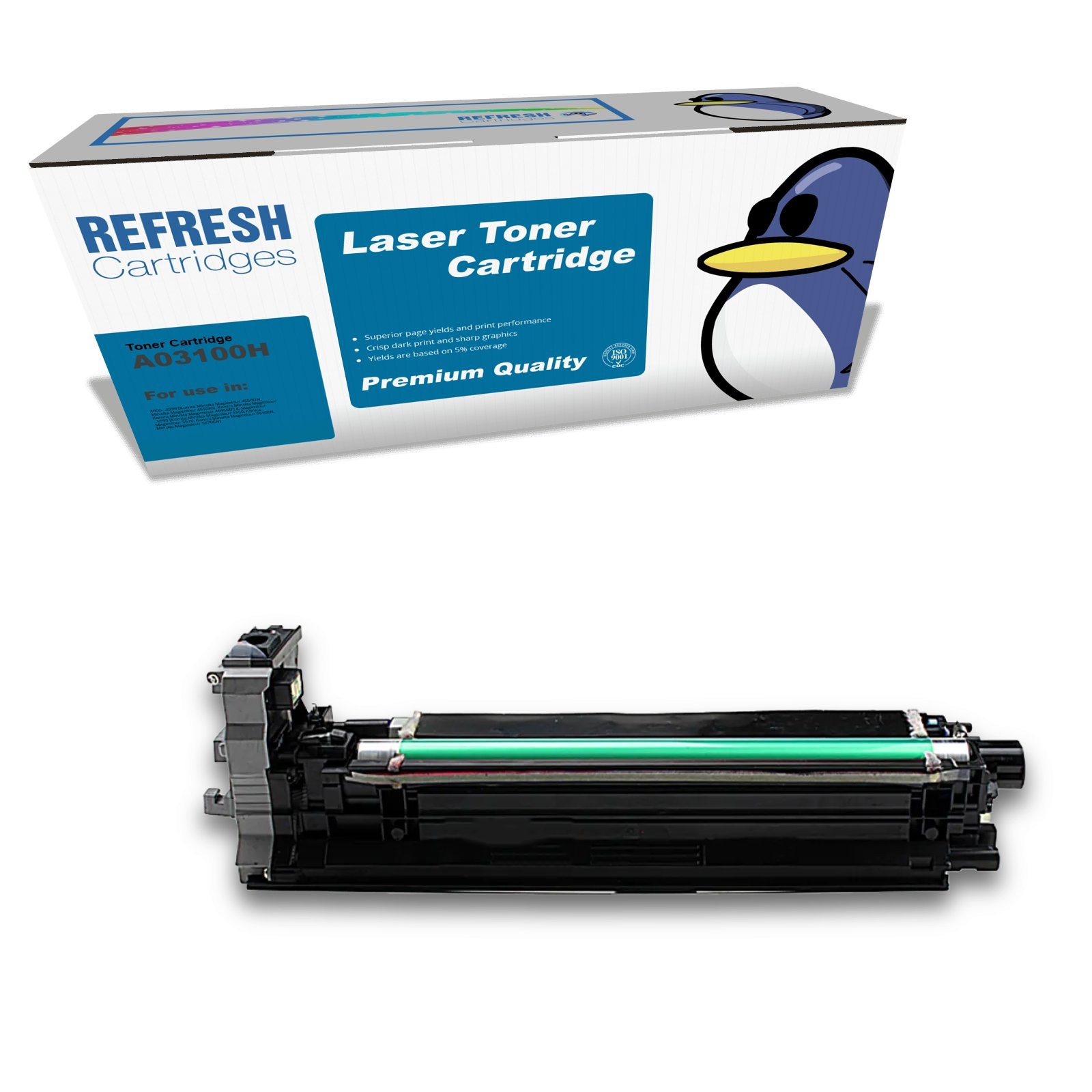 Refresh Cartridges Black Drum A03100H Compatible With Konica Minolta Printers