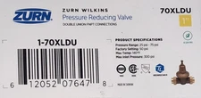 Wilkins 1" 70XL Pressure Reducing Valve w/Double Union FNPT Connection 1-70XLDU