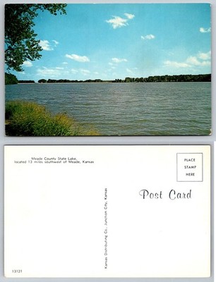 Meade County State Lake Kansas Chrome Postcard Scenic View Vintage