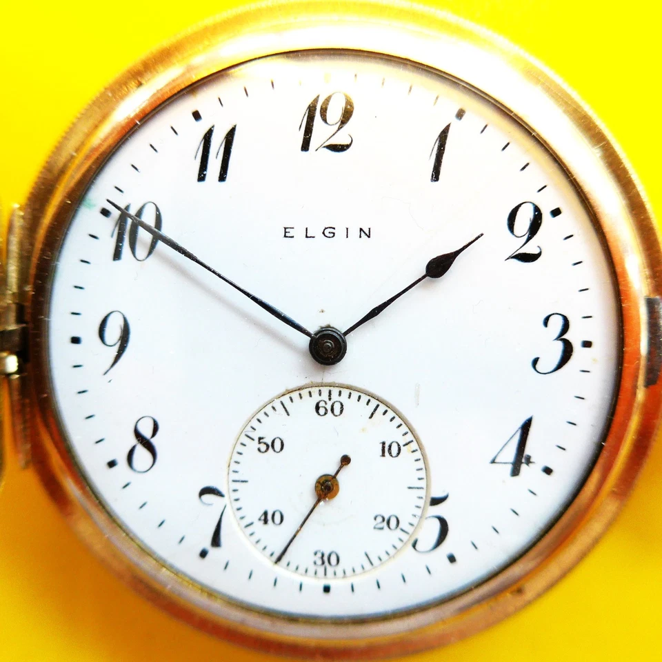 Sprungdeckel TASCHENUHR, vergoldet-"ELGIN", Cal. 310 (?), funktioniert, ca. 1910 - Bild 2 von 4