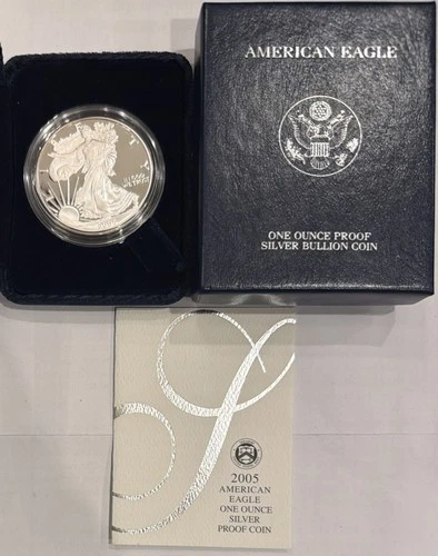 2005 W American Eagle One Ounce Proof Silver Bullion Coin Box & COA