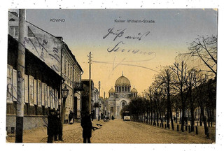 KOWNO Kaiser Wilhelm Strasse Feldpost 1918 Litauen Krieg Lituanie Kaunas