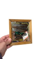 Vintage ROLLS ROYCE 1907 Silver Ghost Framed Mirror 6.25” x 6” Made Hong Kong