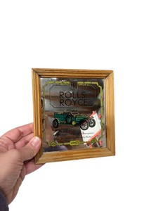 Vintage ROLLS ROYCE 1907 Silver Ghost Framed Mirror 6.25” x 6” Made Hong Kong