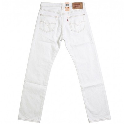 Levi's Jeans Hose Weiß Straight Leg Button 501 Herren W30 L32 Levis Jeanshose