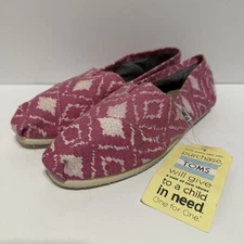 Toms Ladies Slip-on Shoes Flats Sz 7.5 NWT Aztec Southwestern Pink New Women’s