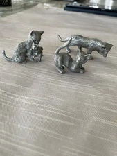 Vintage Miniature Pewter Figurines "Spoontiques" Cats Kitties Lot Of 3