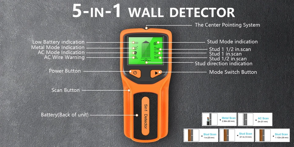 5-in-1 wall detector, screw column detector, measuring instrument EFQz - Image 4 of 4