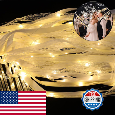 Huizonhome 100 Pcs Wedding Wands Ribbon 3 Colorful Flashing Modes Light Up Led