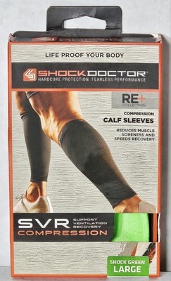 ***Shock Doctor SVR Compression Calf Sleeves (725-SE) Shock Green (Size: Large)*