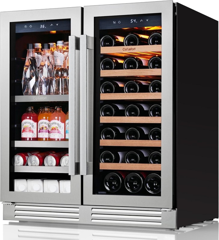 Ca'Lefort 30" Wine Cooler&Beverage Fridge 36°-72°F Hold 80 Cans+30 Bottles Home