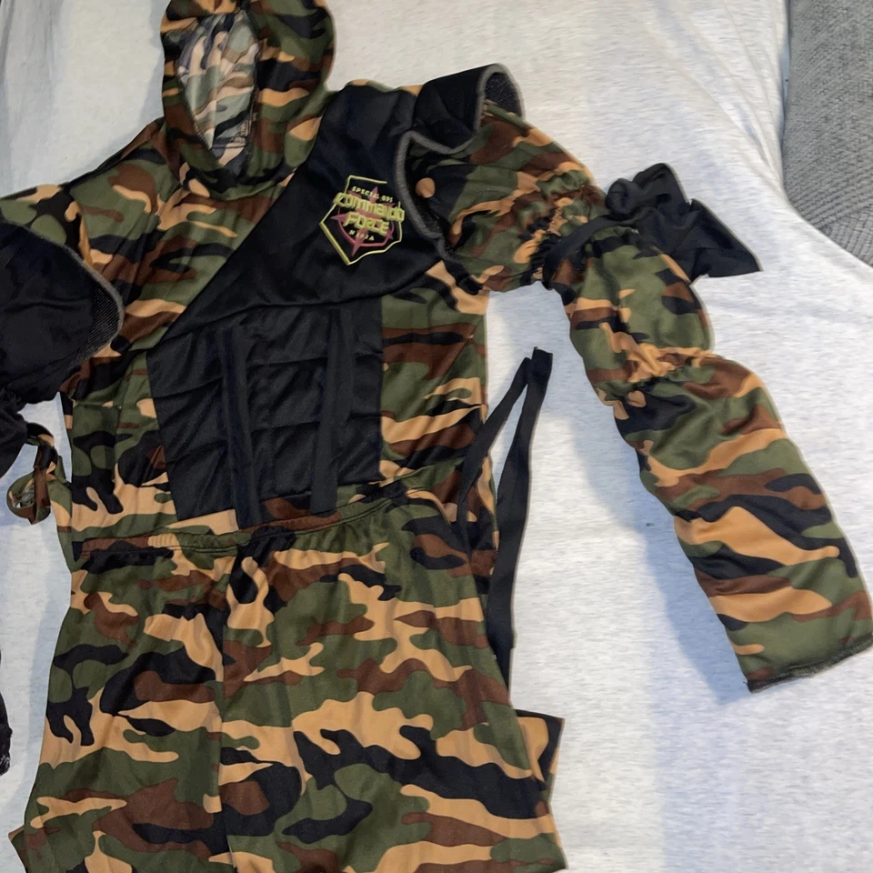 Operaciones Especiales Guerrero Ninja Militar Camuflaje Elegante Disfraz Halloween Niño Foto 3 de 4