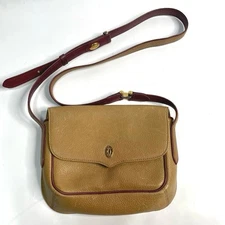 Cartier Mustline Shoulder Bag Beige/Bordeaux Leather Used Japan