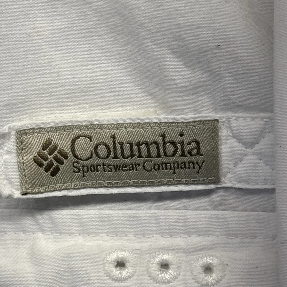 Camisa de pesca Columbia PFG para hombre mediana blanca ventilada ligera con botones Foto 2 de 4