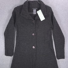 Irelands Eye Virgin Wool Textured Knit Button Cardigan Sweater Womens Small