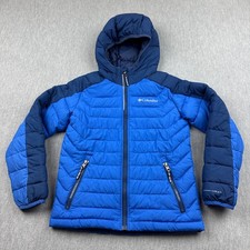 Columbia Jacket Youth Boys Small 8 Blue Puffer Hooded Insulated Full Zip Outdoor