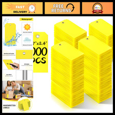 1000 Waterproof Yellow Plastic Shipping Tags 4.75" x 2.375" Writable Hang Tags