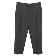 BROOKS BROTHERS 100 Worsted Wool Pleated Cuffed Dress Pants Plaid Vintage 36 R