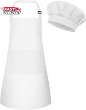 Kids Apron and Chef Hat Set - Adjustable Chef Apron with 2 Pockets - Toddler Che