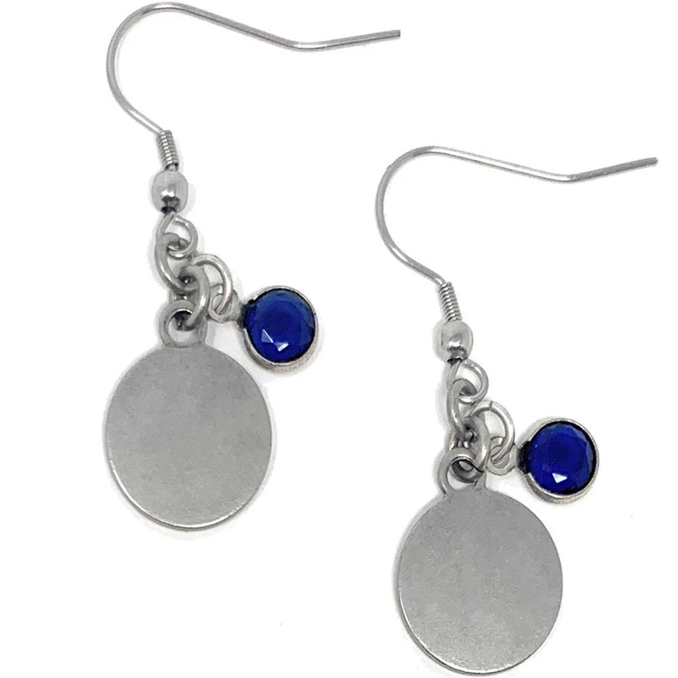 Pendientes colgantes de plata para mujer Naval Academy azul marino con dije Foto 2 de 4