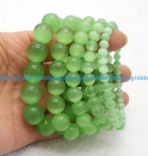 Natürlich 6/8/10/12/14mm Apfelgrün Opal Katzenauge Rund Edelstein Armband 7.5"