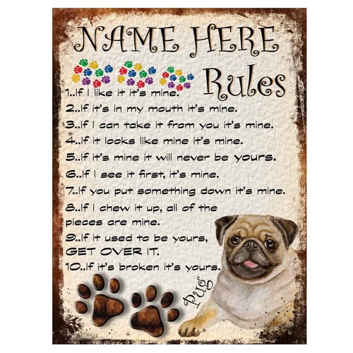 PERSONALISED Dog Breed Cute Retro Metal Shabby-Chic Tin Sign Wall Plaque - Picture 46 of 56