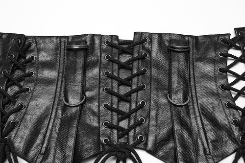 Punk Rave Women Black Gothic Punk Faux Leather Versatile Corset Waistband - Bild 21 von 22