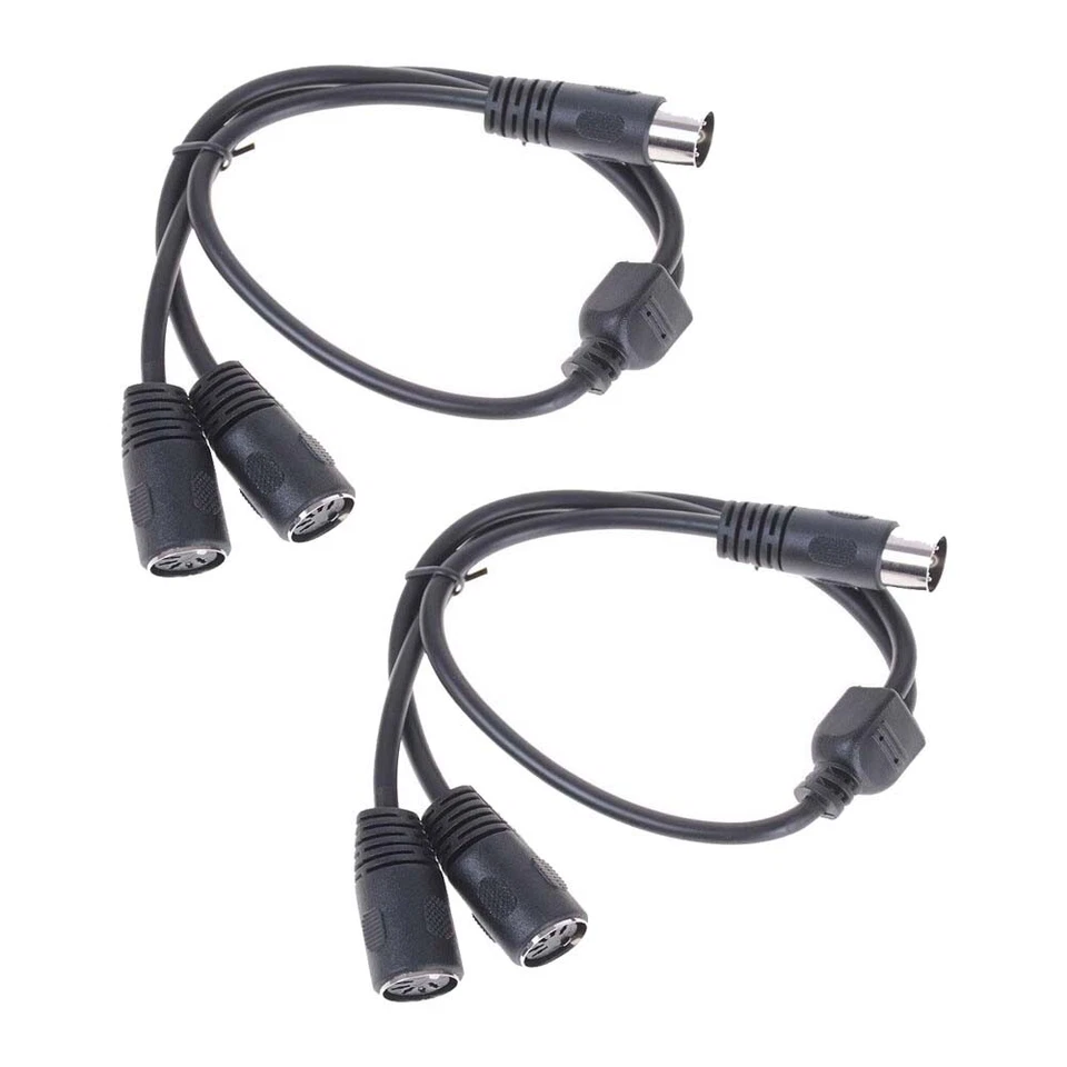2Pc 50cm 5 PIN MIDI DIN 1 Male Plug to 2x Female Socket Y Splitter Adapter Cable - Image 3 of 4