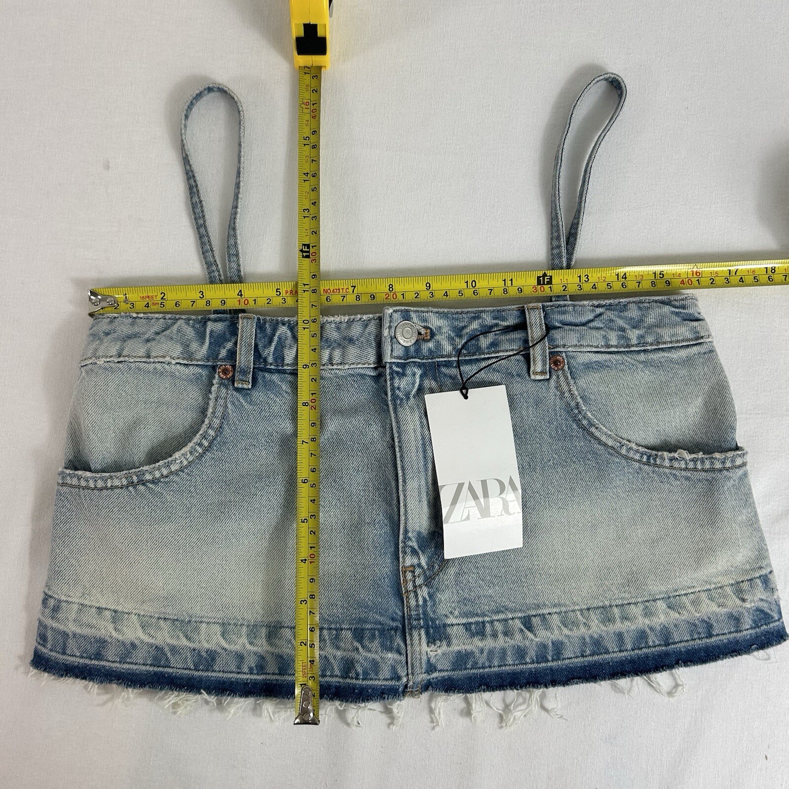 Zara Reconstructed Denim Cropped Jean Top Festival Top Size Small NWT thumbnail 8