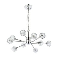 Chandelier Chrome Sputnik Crystal Pendant Light Foyer Dining Room Fixture 29"