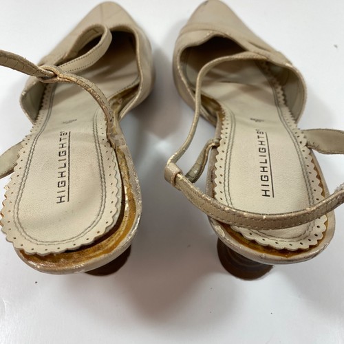 Vintage Highlights Womens Tan Strap Sandal Pumps Shoes 2" Spool Heel Size 9.5 - Picture 10 of 21