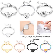 Stainless Steel Heart Urn Locket Funeral Cremation Jewelry For Ashes Bracelets