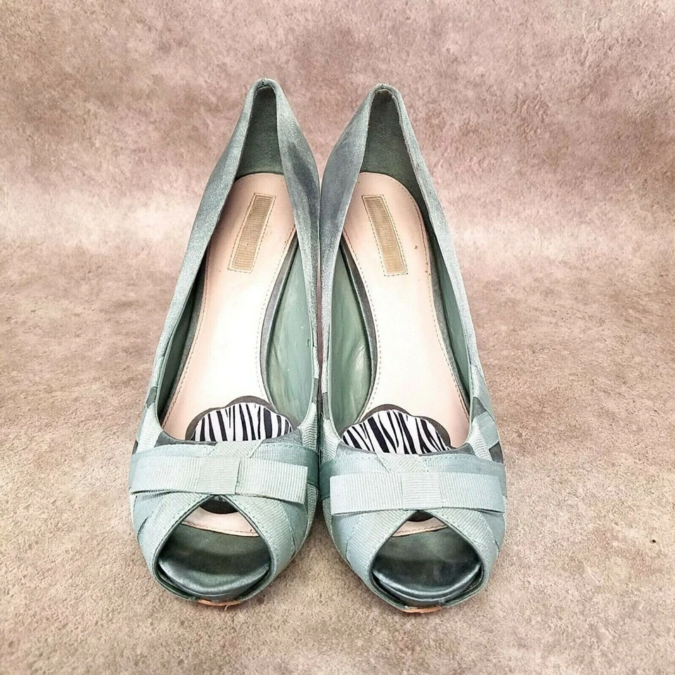 Tacones Zara para mujer talla 9,5 US 40EU verdes sin cordones punta abierta de 4,5" Foto 4 de 4