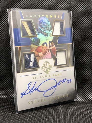 2019 Majestic Steven Jackson Capstones Tag Logo Patch #4/5 St Louis Rams Sick ! - Picture 2 of 6