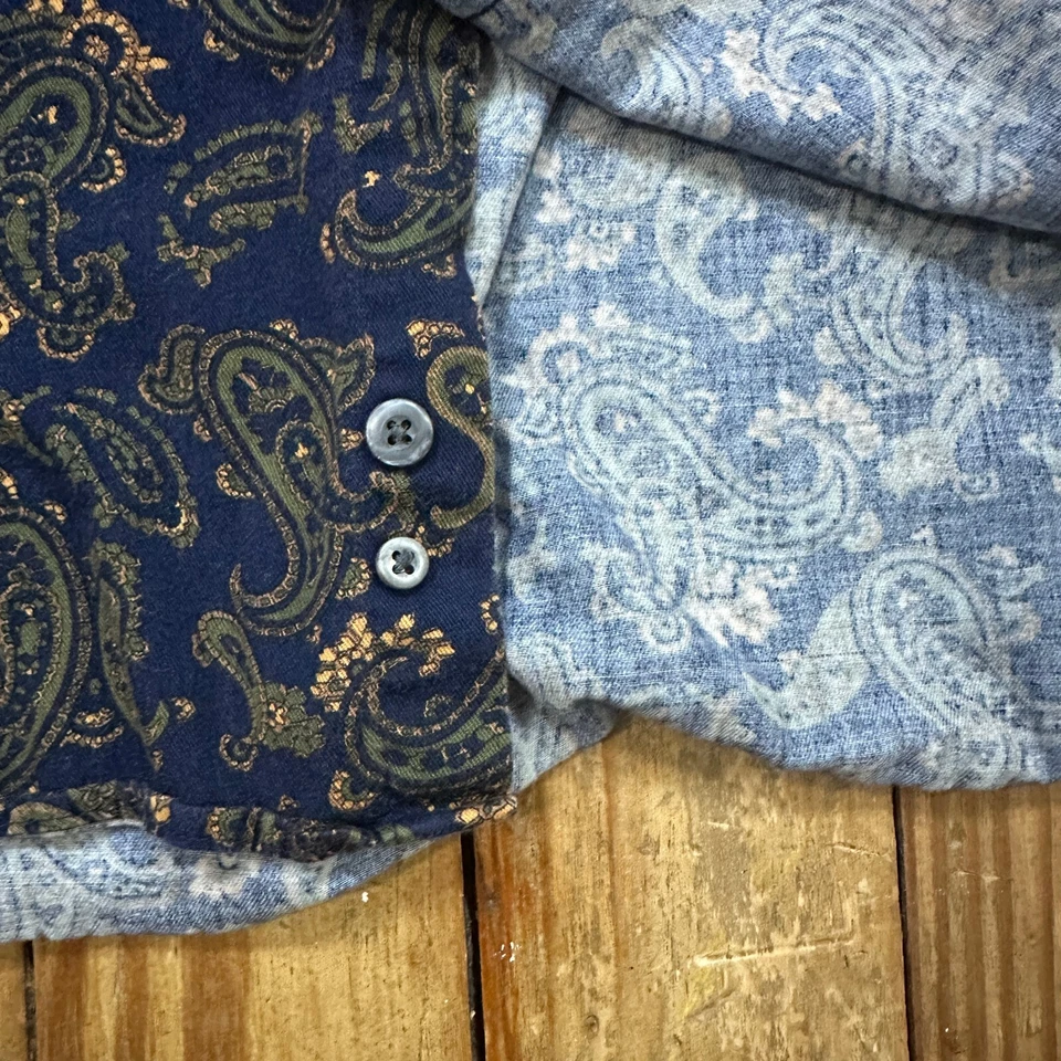 Camisa De Colección Dockers Para Hombres 2XLT Azul Cachemira AOP Manga Larga Con Botones - Usada en Excelente Condición Foto 4 de 4