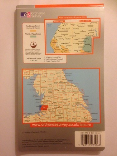 Southport & Chorley, Wigan Formby & Ormskirk OS Explorer Map 285 - Cover damage - Picture 2 of 5